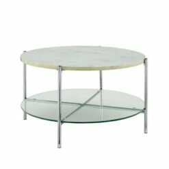 Modern Glam Faux Marble Round Coffee Table - Saracina Home Faux White Marble/gold 12 Modern Glam Faux Marble Round Coffee Table - Saracina Home Faux White Marble/gold -Coffee Tables Elegant store unnamed file 4034