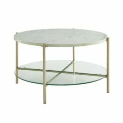 Modern Glam Faux Marble Round Coffee Table - Saracina Home Faux White Marble/gold 13 Modern Glam Faux Marble Round Coffee Table - Saracina Home Faux White Marble/gold -Coffee Tables Elegant store unnamed file 4035