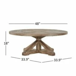 Sierra Round Farmhouse Pedestal Base Wood Cocktail Table Vintage Wood - Inspire Q -Coffee Tables Elegant store unnamed file 4054