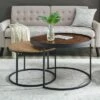 30" Rustic Nesting Round Coffee Tables Dark Walnut/English Oak - Saracina Home -Coffee Tables Elegant store unnamed file 4075