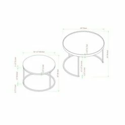 30" Rustic Nesting Round Coffee Tables Dark Walnut/English Oak - Saracina Home -Coffee Tables Elegant store unnamed file 4079