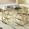 55 Downing Street Fara 35 1/2" Wide Gold Leaf Round Coffee Table -Coffee Tables Elegant store unnamed file 4085