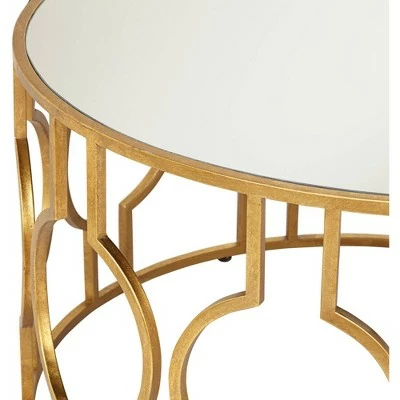 55 Downing Street Fara 35 1/2" Wide Gold Leaf Round Coffee Table 4 55 Downing Street Fara 35 1/2" Wide Gold Leaf Round Coffee Table - Image 2