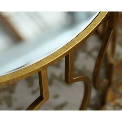 55 Downing Street Fara 35 1/2" Wide Gold Leaf Round Coffee Table 7 55 Downing Street Fara 35 1/2" Wide Gold Leaf Round Coffee Table - Image 5