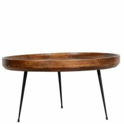 Wooden Coffee Table with Splayed Metal Legs Brown and Black - The Urban Port