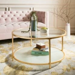 2 Tier Ivy Round Coffee Table Gold - Safavieh