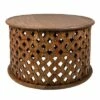 Set of 2 Farmhouse Round Coffee Tables with Mango Wood Frame and Cut Out Design Brown - The Urban Port -Coffee Tables Elegant store unnamed file 4122