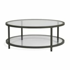 Studio Designs Home 38" Camber Modern Glass Round Coffee Table - Studio Designs Gold -Coffee Tables Elegant store unnamed file 4144