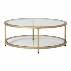 Studio Designs Home 38" Camber Modern Glass Round Coffee Table - Studio Designs Gold -Coffee Tables Elegant store unnamed file 4145