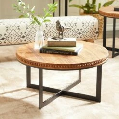 Olivia & May Industrial Wood and Metal Coffee Table Brown - Olivia & May