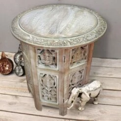 Wooden Hand Carved Folding Accent Coffee Table White - The Urban Port 9 Wooden Hand Carved Folding Accent Coffee Table White - The Urban Port -Coffee Tables Elegant store unnamed file 4186