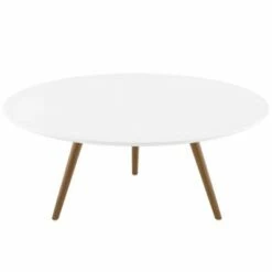 36" Lippa Round Wood Top Coffee Table with Tripod Base Walnut/White - Modway