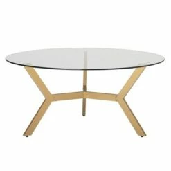38" Archtech Round Coffee Table with Clear Glass Gold - Studio Designs Home -Coffee Tables Elegant store unnamed file 4192