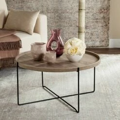 Auden Mid-Century End Table - Light Gray & Black - Safavieh