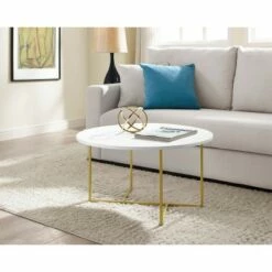 Stevenson Round Coffee Table, White - Adore Decor
