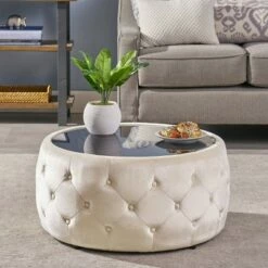 Chana Glam Coffee Table Ottoman - Christopher Knight Home Beige