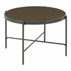 Carlo Round Coffee Table with Wooden Top Brown - Picket House Furnishings