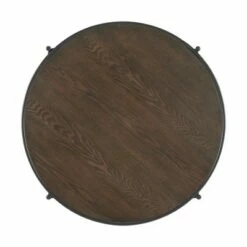 Carlo Round Coffee Table with Wooden Top Brown - Picket House Furnishings -Coffee Tables Elegant store unnamed file 4250