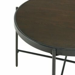 Carlo Round Coffee Table with Wooden Top Brown - Picket House Furnishings -Coffee Tables Elegant store unnamed file 4251