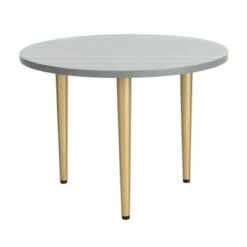 Tezza Round Concrete Coffee Table Gray/Brass - Safavieh -Coffee Tables Elegant store unnamed file 4268