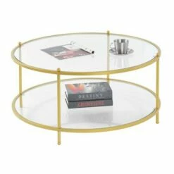 Breighton Home Royal Crest 2 Tier Round Glass Coffee Table - Johar Furniture Glass/chrome