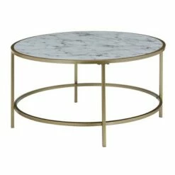 Breighton Home Gold Coast Faux Marble Round Coffee Table - Brieghton Home White Faux Marble/silver -Coffee Tables Elegant store unnamed file 4314