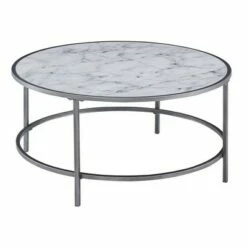 Breighton Home Gold Coast Faux Marble Round Coffee Table - Brieghton Home White Faux Marble/silver -Coffee Tables Elegant store unnamed file 4315