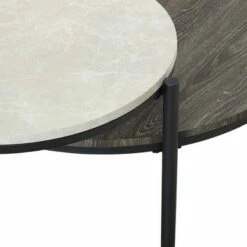 Modern Two-Tier Round Coffee Table - Saracina Home Faux Gray/cerused Ash -Coffee Tables Elegant store unnamed file 4319