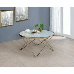 Coffee Table Frosted Champagne - Acme Furniture -Coffee Tables Elegant store unnamed file 4324