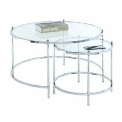 Royal Crest Nesting Round Coffee Table Chrome - Breighton Home -Coffee Tables Elegant store unnamed file 4334