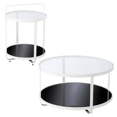 Libing Glass Top Cocktail Table Black/White - Aiden Lane 9 Libing Glass Top Cocktail Table Black/White - Aiden Lane - Image 7