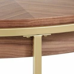 Ervyn Wood and Metal Round Coffee Table - Inspire Q Natural