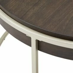 Ervyn Wood and Metal Round Coffee Table - Inspire Q Natural -Coffee Tables Elegant store unnamed file 4373