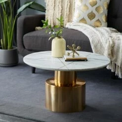 Olivia & May Marble Coffee Table Gold - Olivia & May