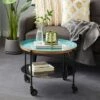 Olivia & May Round Metal Wheeled Coffee Table with Enamel Tray Top Black - Olivia & May -Coffee Tables Elegant store unnamed file 4384