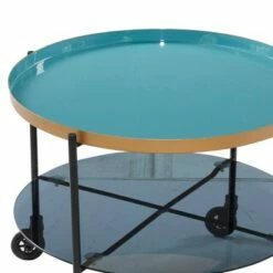 Olivia & May Round Metal Wheeled Coffee Table with Enamel Tray Top Black - Olivia & May -Coffee Tables Elegant store unnamed file 4386