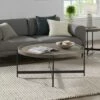 42" Brookline Round Wood with Concrete Coating Coffee Table Concrete Gray - Alaterre Furniture