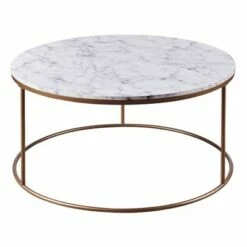 Marmo Round Coffee Table with Faux Marble Top Brass - Teamson Home -Coffee Tables Elegant store unnamed file 4415