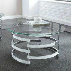 Steve Silver Co. Tayside Cocktail Table Glass and Chrome - Steve Silver -Coffee Tables Elegant store unnamed file 4430