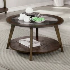 Nicolina Open Shelf Coffee Table Dark Oak - miBasics