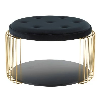 Canary Contemporary and Glam Coffee Table - LumiSource White Velvet/gold 7 Canary Contemporary and Glam Coffee Table - LumiSource White Velvet/gold - Image 5