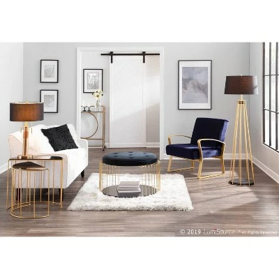 Canary Contemporary and Glam Coffee Table - LumiSource White Velvet/gold 11 Canary Contemporary and Glam Coffee Table - LumiSource White Velvet/gold - Image 9