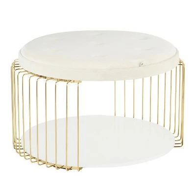 Canary Contemporary and Glam Coffee Table - LumiSource White Velvet/gold 14 Canary Contemporary and Glam Coffee Table - LumiSource White Velvet/gold - Image 12