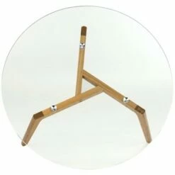 Marjoram Round Glass Coffee Table - Clear / Oak - Safavieh -Coffee Tables Elegant store unnamed file 4491