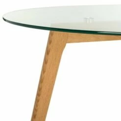 Marjoram Round Glass Coffee Table - Clear / Oak - Safavieh -Coffee Tables Elegant store unnamed file 4492