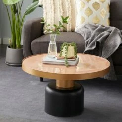 Olivia & May Round Metal Coffee Table Gold - Olivia & May