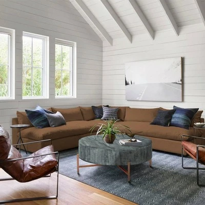 40" Round Wooden Coffee Table with Cross Metal Base Support Gray/Brown - The Urban Port 5 40" Round Wooden Coffee Table with Cross Metal Base Support Gray/Brown - The Urban Port - Image 3