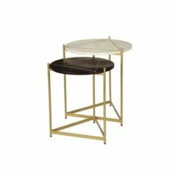 2pc Geometric Coffee Table Gold - Sagebrook Home