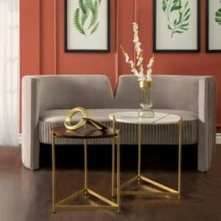2pc Geometric Coffee Table Gold - Sagebrook Home -Coffee Tables Elegant store unnamed file 4525