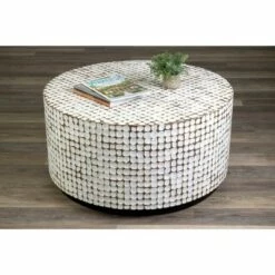 Cummings Coconut Shell Coffee Table White - East At Main -Coffee Tables Elegant store unnamed file 4535